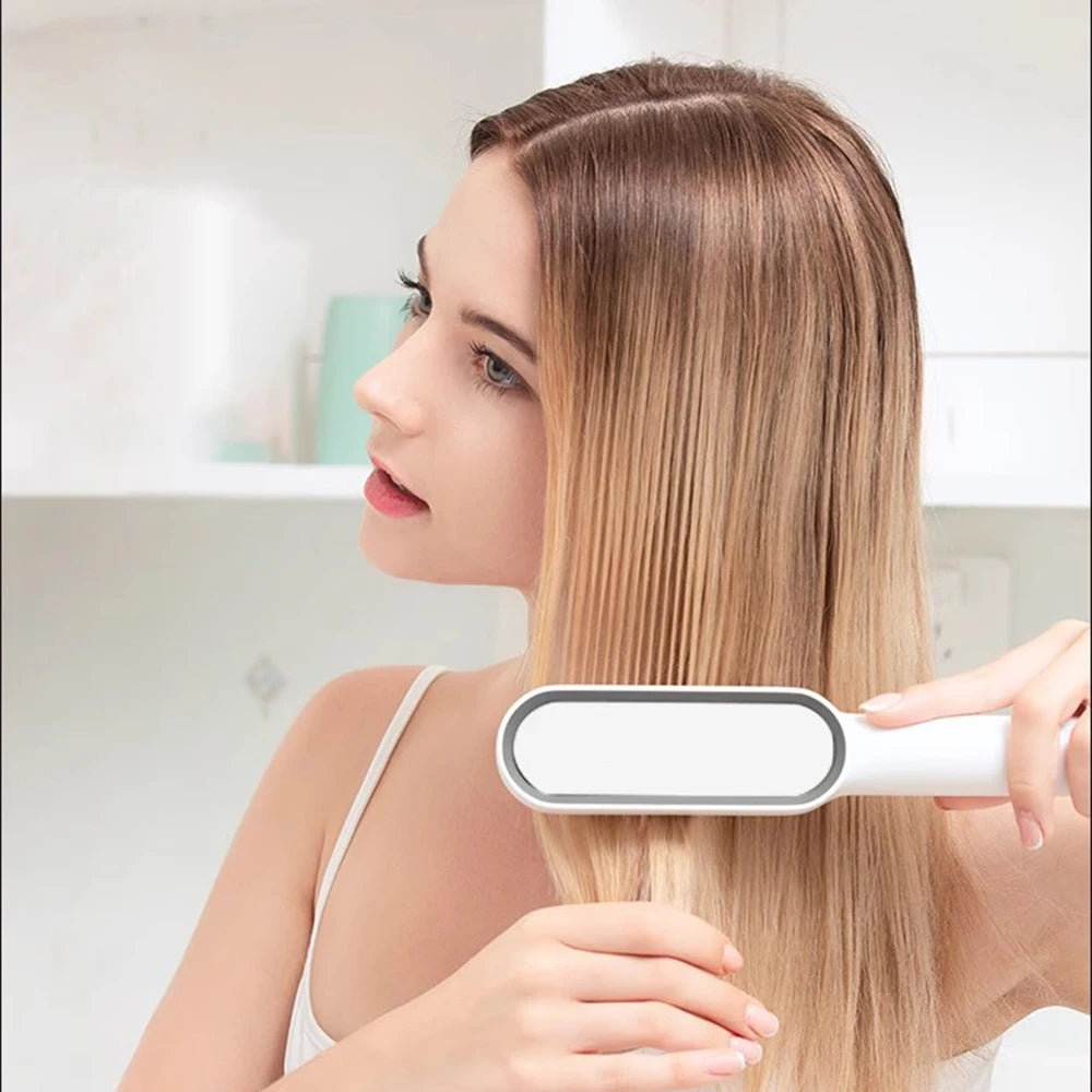Hair Straightener Brush   Ring Hair Straightener Comb Straightening Brush for Women with Splint Comb Electric Heating Comb Strai