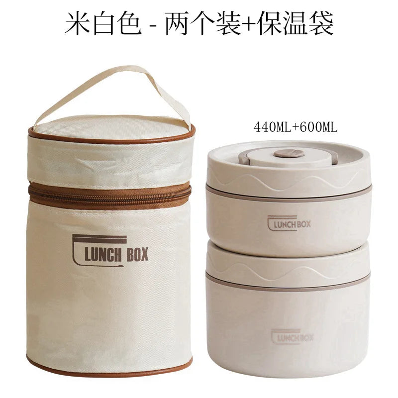 Insulated cooking pot, stackable stainless steel bento box, microwaveable stainless steel container, lunch box