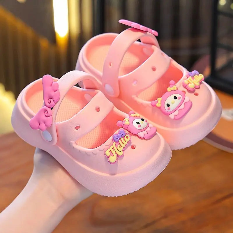 Cute Cartoon Kawaii Sanrioed Kuromi Hellokitty Girls' Sandals Summer New Princess Shoes Indoor Bathroom Slippers