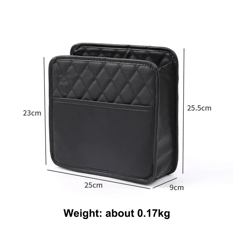 Universal Car Storage Organizer Bag Between Seats Hanger Storage Box Leather Trash Can Dustbin Phone Pocket Auto Accessories