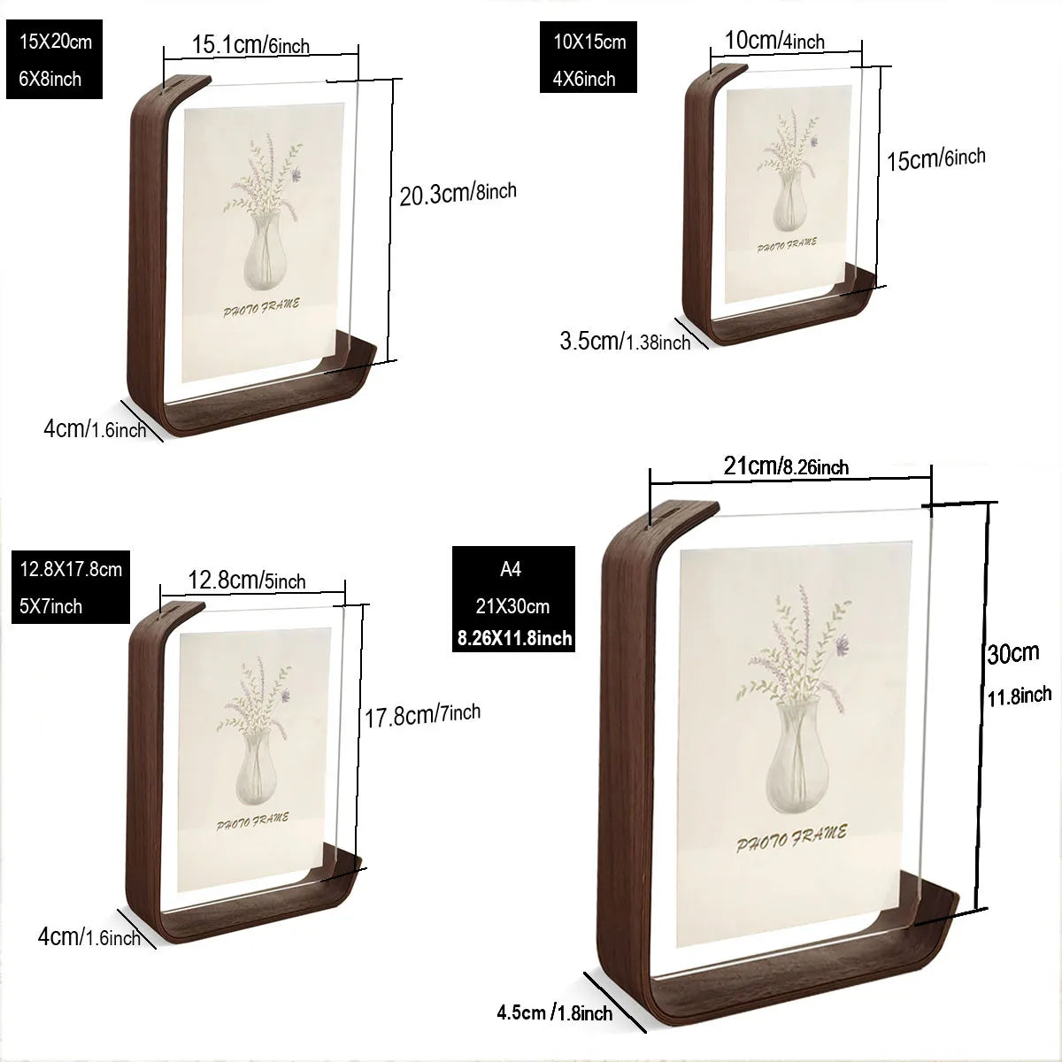 Acrylic Wooden Photo Frame A4 10X15cm 15X20cm Frame Calendar Double-sided Frame Photo Frames For Wedding Party Picture Frame
