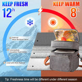 Lunch bag, double-layer insulated lunch box, large refrigerated handbag with detachable shoulder strap, open hot meal preparatio
