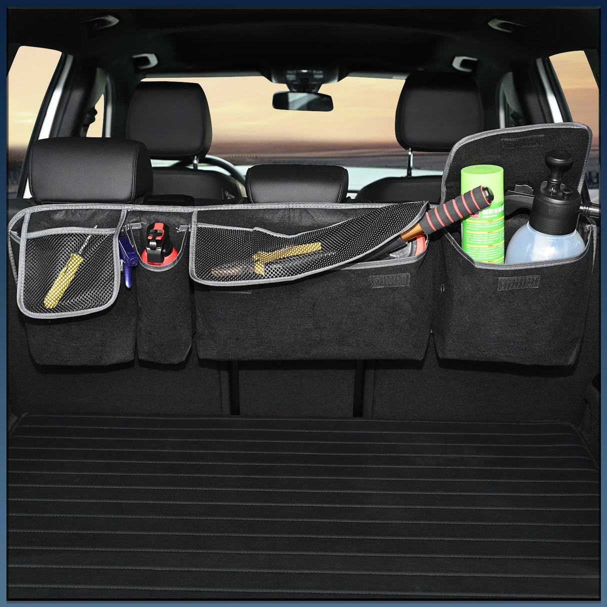 Universal Car Truck storage Bag Back Seat Backseat Organizer Felt W/ Extra Mesh Net Pockets Hanging Organiser Car Accessories