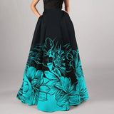 Bohemian Floral Print Maxi Skirts For Women High Waist Party Beach Pocket Long Pleated Skirts For Women Plus Size Юбка Женская