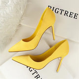 Fashion Simple Suede Shallow Mouth High Heels For Women Shoes Casual Pointed Toe Slimming Stiletto professional Single Shoes
