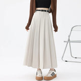 Fashion Skirts for Women Elegant Skirts with Belt Women Pleated Skirts Vintage Long Skirts for Women Clothing Female Streetwear