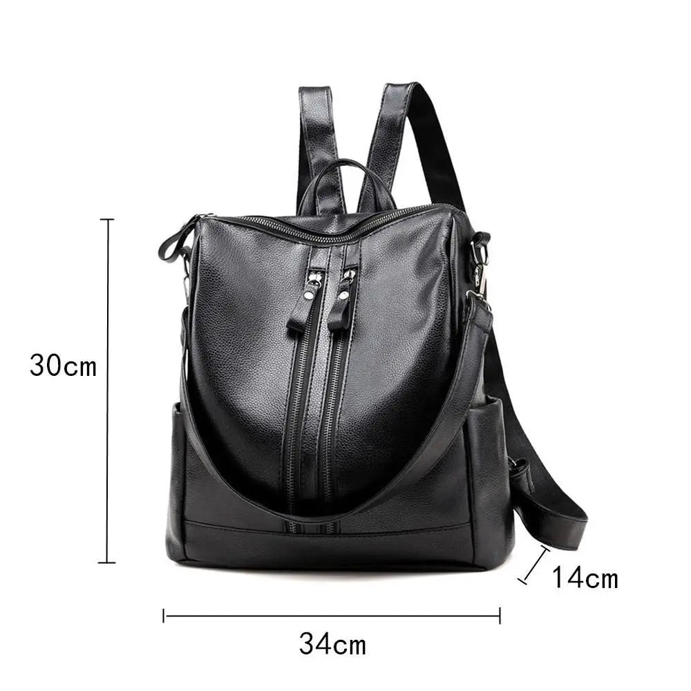 Women Soft Backpack School Leather Black Casual Multifunctional College Bag Large Capacity Shoulder Bags Travel Tote Backpack