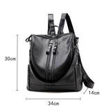 Women Soft Backpack School Leather Black Casual Multifunctional College Bag Large Capacity Shoulder Bags Travel Tote Backpack