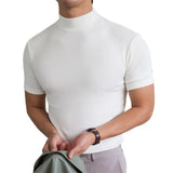 Men T-shirts Summer Fitness Short Sleeve Tees High Collar Basic T-shirt Base T Shirt for Men's Tops camisa masculina 짝퉁명품 남성의류
