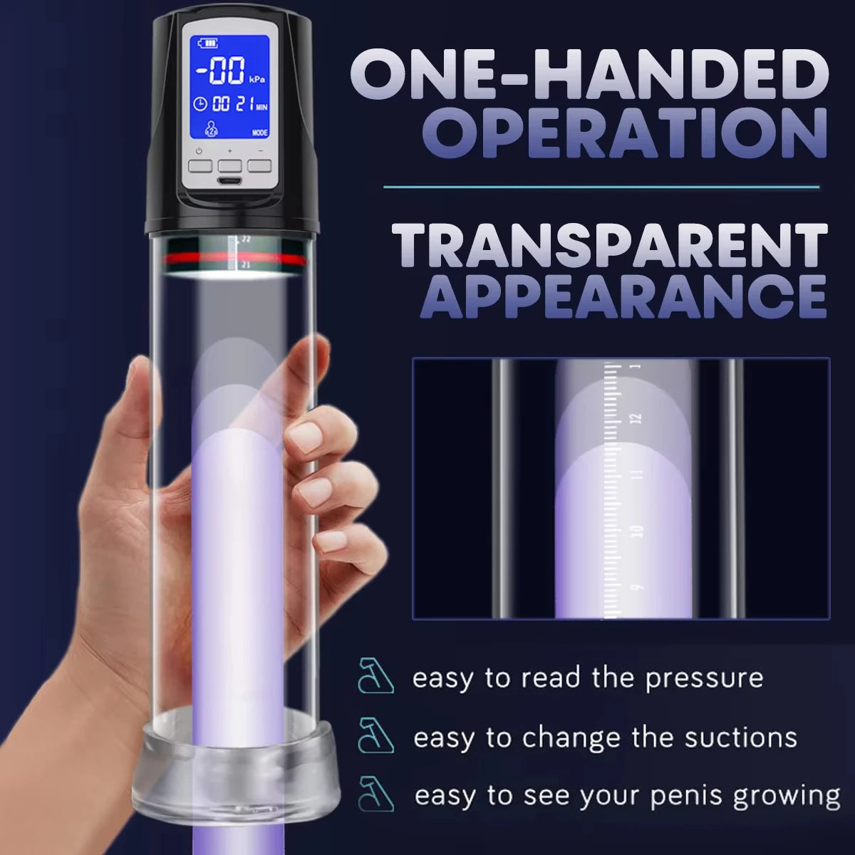 Vacuum pump for automatic penis, 4 suction modes, Vacuum sex toys for male masturbation, penis extender, vacuum pump enlargement