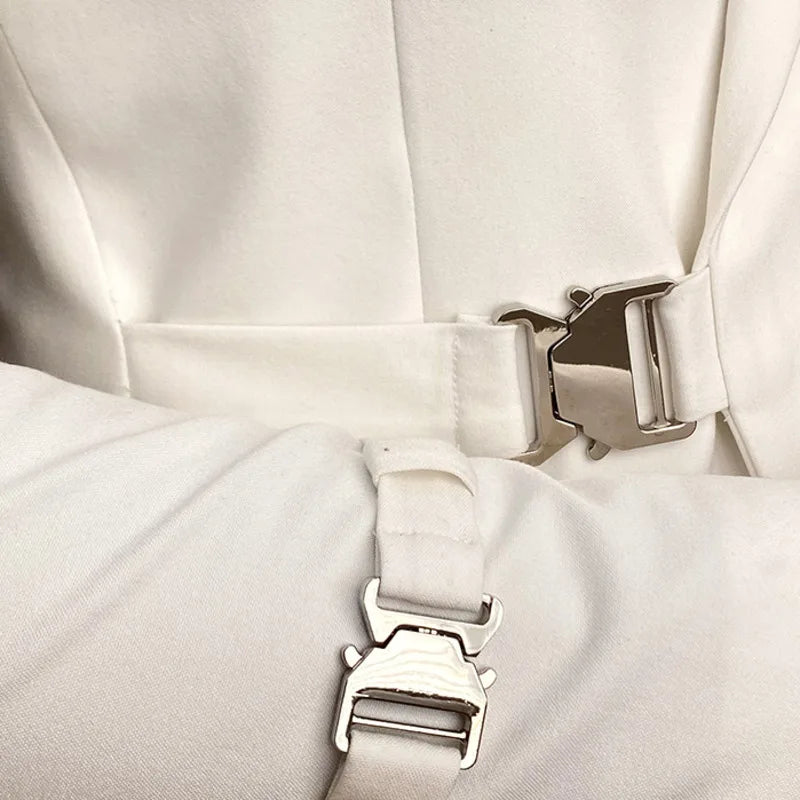 Solid Metal Buckle Decoration Blazer For Men Party Banquet Blazer Casual Slim Fit Suits By Italian Designers (only Blazers)