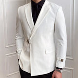 Solid Metal Buckle Decoration Blazer For Men Party Banquet Blazer Casual Slim Fit Suits By Italian Designers (only Blazers)