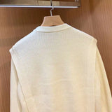Men's Knitted Sweater Fashion Personality Winter Thick Fake Two-piece Sweaters Round Neck Long Sleeves Solid Color Pullover