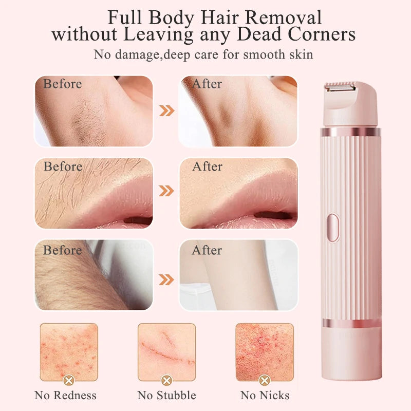 Electric Razor For Women Face Shaver Portable Hair Removal Leg Armpit Bikini Body Hair Trimmer Painless Facial Mustache Epilator