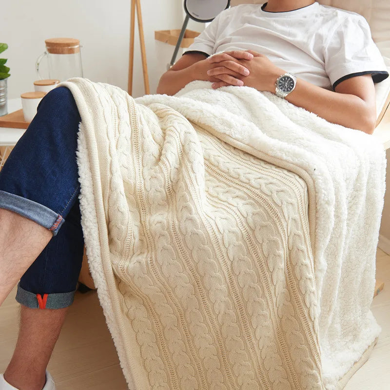 Cozy Cable Knit Throw Blanket Nordic Knitted Thread Blankets For Bed Sofa Cover Bedspread On The Bed Home Travel TV Nap Blanket
