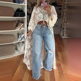 Spring Summer Fashion Solid Color Lace Blouses Women Sexy Perspective High Neck Irregular Holiday Tops Elegant Dress Women Y2k