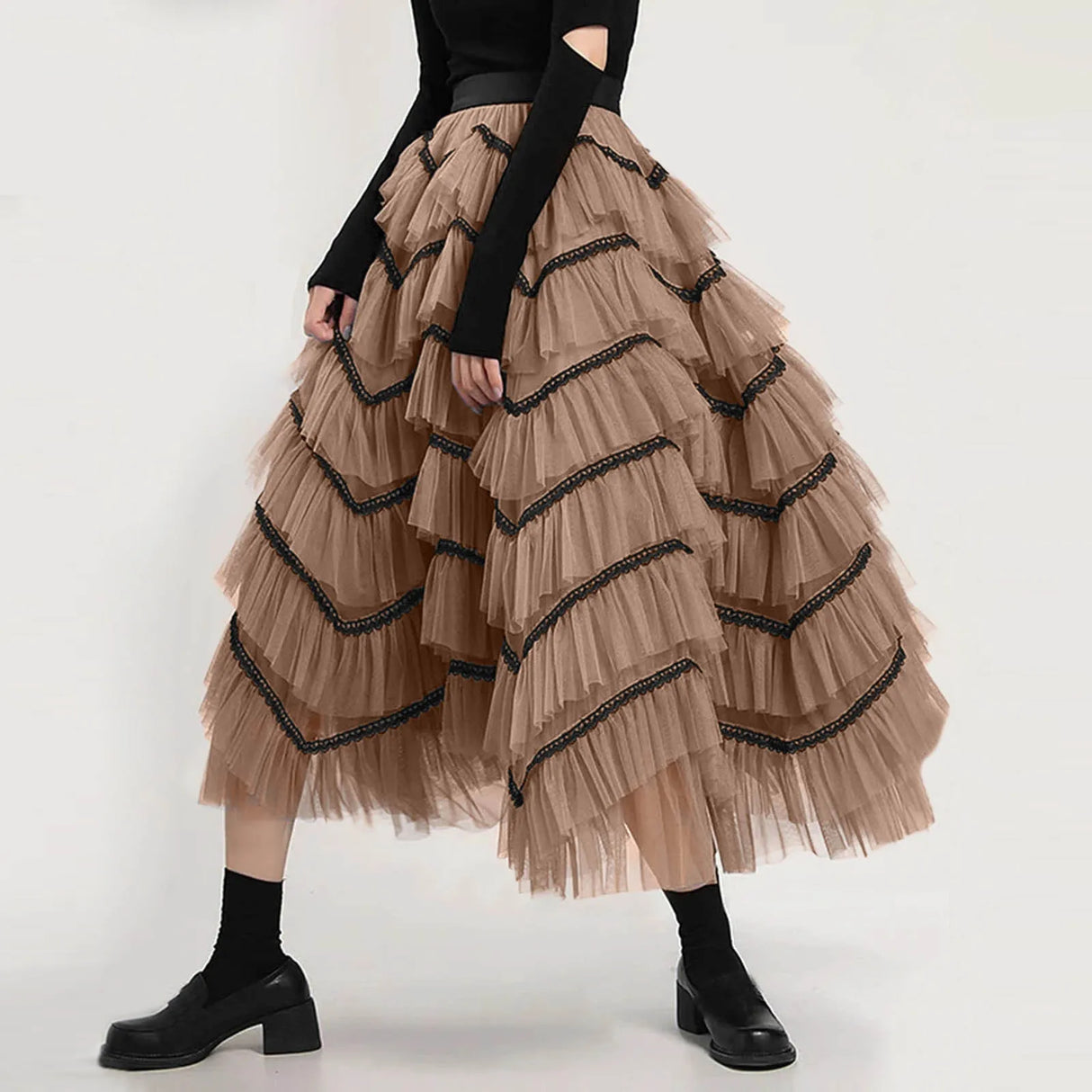Skirts For Women Mid Length Skirt Dance Party A Line Skirts For Women Summer Plus Size High Waisted Lace Tulle Tiered Skirt