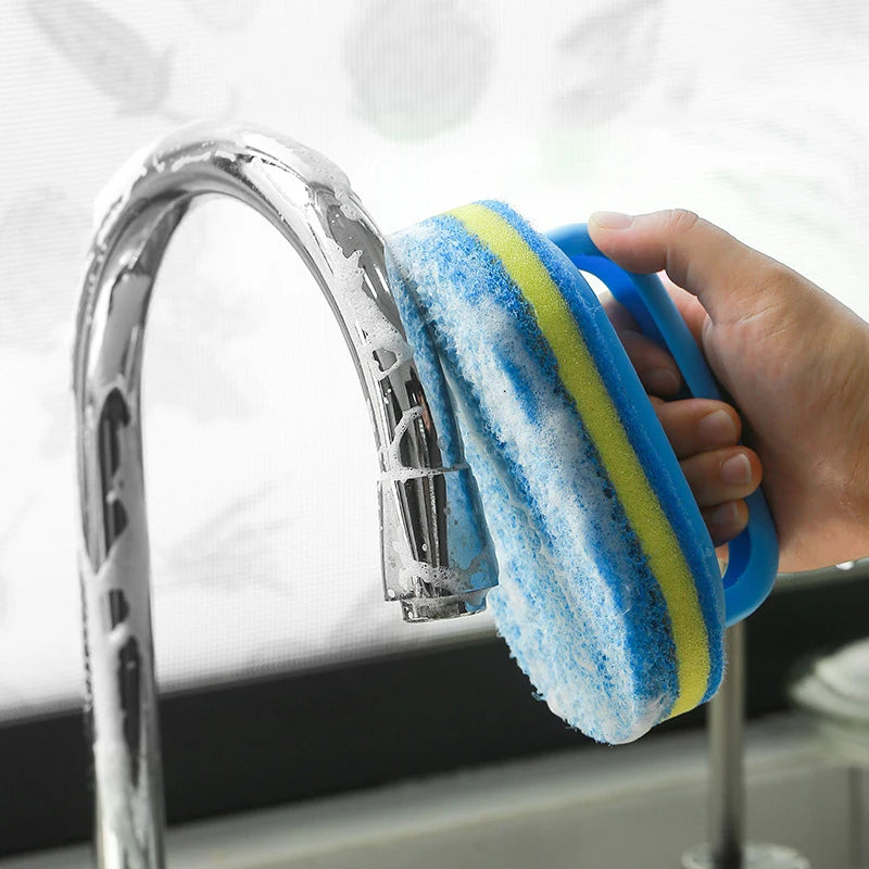 Cleaning brush with handle, sponge wiping, kitchen cleaning, dishwashing brush, thick sponge wiping, cleaning brush