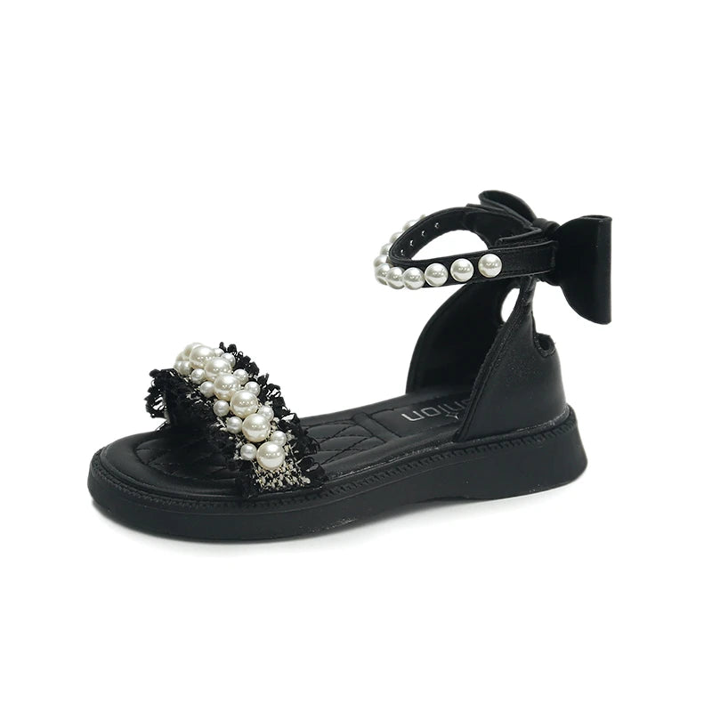 Girls' Beach Sandals: Adorable Princess Design, Black or White, Cool & Comfy