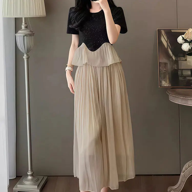 Pant Sets for Women 2 Pieces Ruffle Top and Bottom Promotion With Sleeve Luxury Full Outfit Cheap Cozy Trousers Woman Large Size