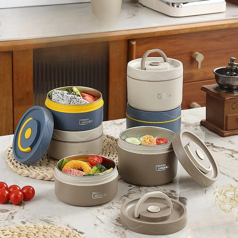 Insulated cooking pot, stackable stainless steel bento box, microwaveable stainless steel container, lunch box