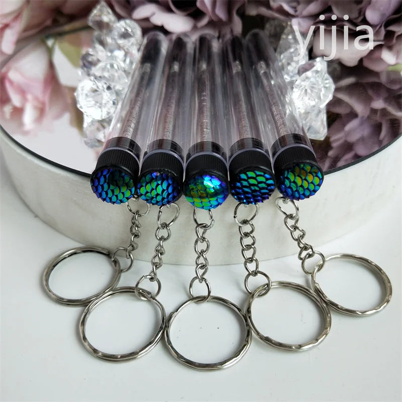 10pcs Disposable Eyelash Brush With Tube Applicator Eyelash Extension Makeup Brush With Keychain Gold Keychain Silver Keychain