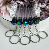 10pcs Disposable Eyelash Brush With Tube Applicator Eyelash Extension Makeup Brush With Keychain Gold Keychain Silver Keychain
