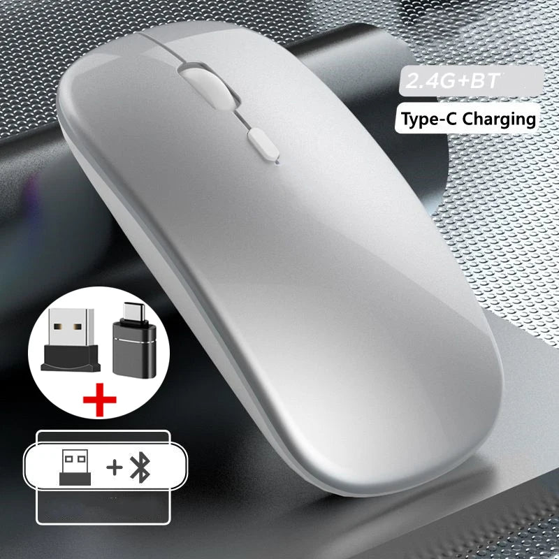 Wireless Mouse Bluetooth-Compatible Gaming Mouse (Dual Mode:BT+2.4Ghz) Ergonomic Rechargeable Mice for PC/Laptop/Macbook  ï»¿