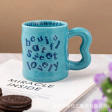 Cartoon english ceramic mug mug mug male and female student couple water mug coffee mug valentine's day gift