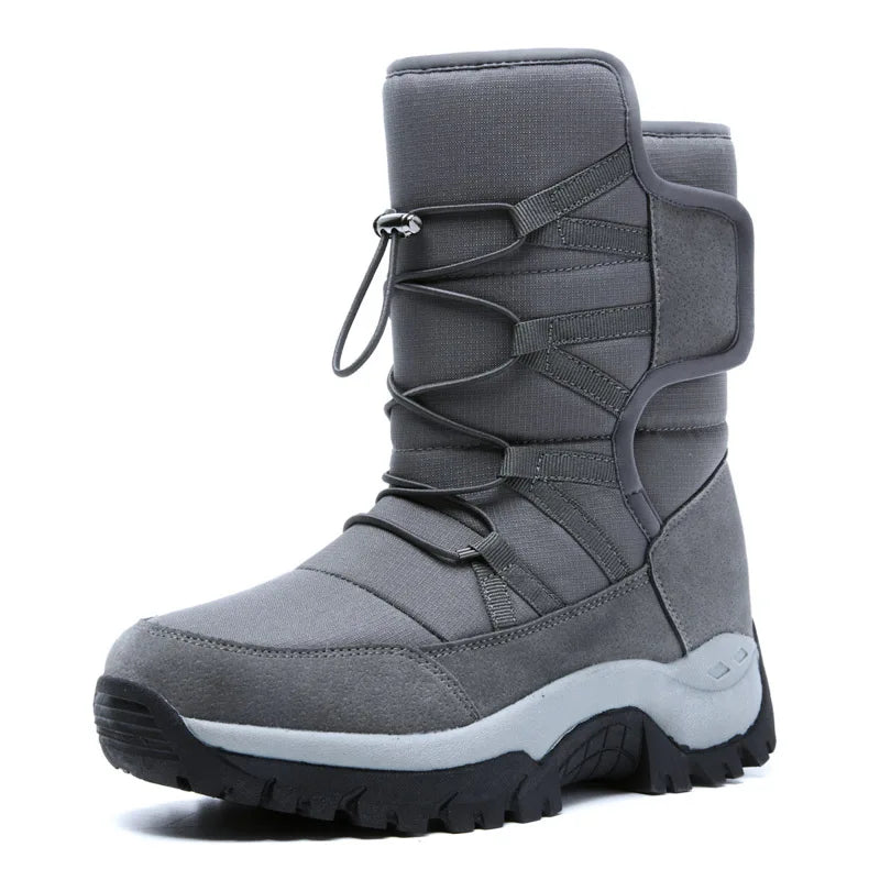 New Warm Plush Snow Boots Men Lace Up Casual High Top Men's Boots Waterproof Winter Boots Anti-Slip Ankle Boots Men's Work Boots