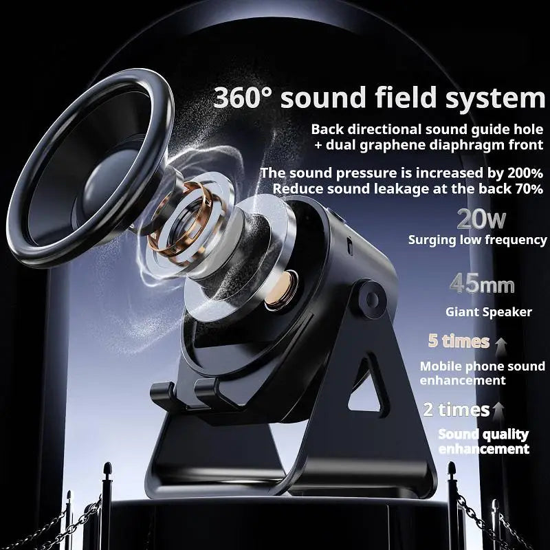 3 in1 Induction Speaker Non-slip New Cell Phone Holder Adjustable with RGB Light Smart Wireless Bluetooth Speaker Phone Stand