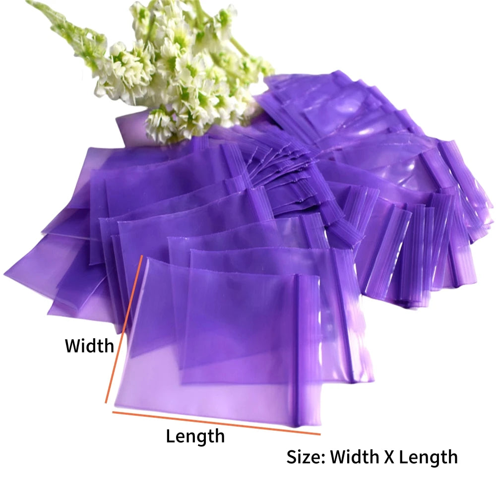 Zip Lock Plastic Bags 100pcs Small Big Large Ziplock Reusable Pink Bag Purple Reusable Pouches