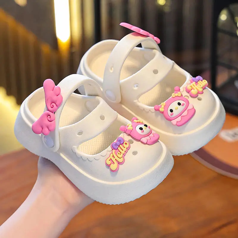 Cute Cartoon Kawaii Sanrioed Kuromi Hellokitty Girls' Sandals Summer New Princess Shoes Indoor Bathroom Slippers
