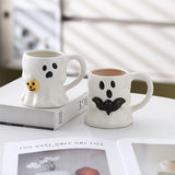 Cute Ghost Pumpkin Halloween Ceramic Mug   Reusable Spooky Coffee Cup with Handle, Halloween Party Gift