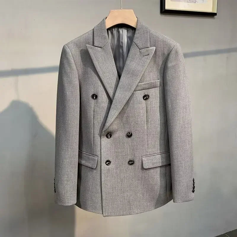 Double Breasted Man Suits And Blazers Oversize Coats Jacket For Men Plus Big Size Brown Premium Simple Classic New In 2024