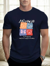 T Shirts For Men Bear 100% Cotton Graphic Printing Summer Round Neck T-Shirt Casual Breathable Street Style Daily Top