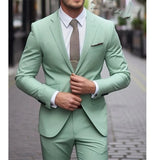 Elegant Blazer for Men Suits Mint Green Notch Lapel Single Breasted 2 Piece Jacket Pants Slim Fit Prom Party Business Outfits