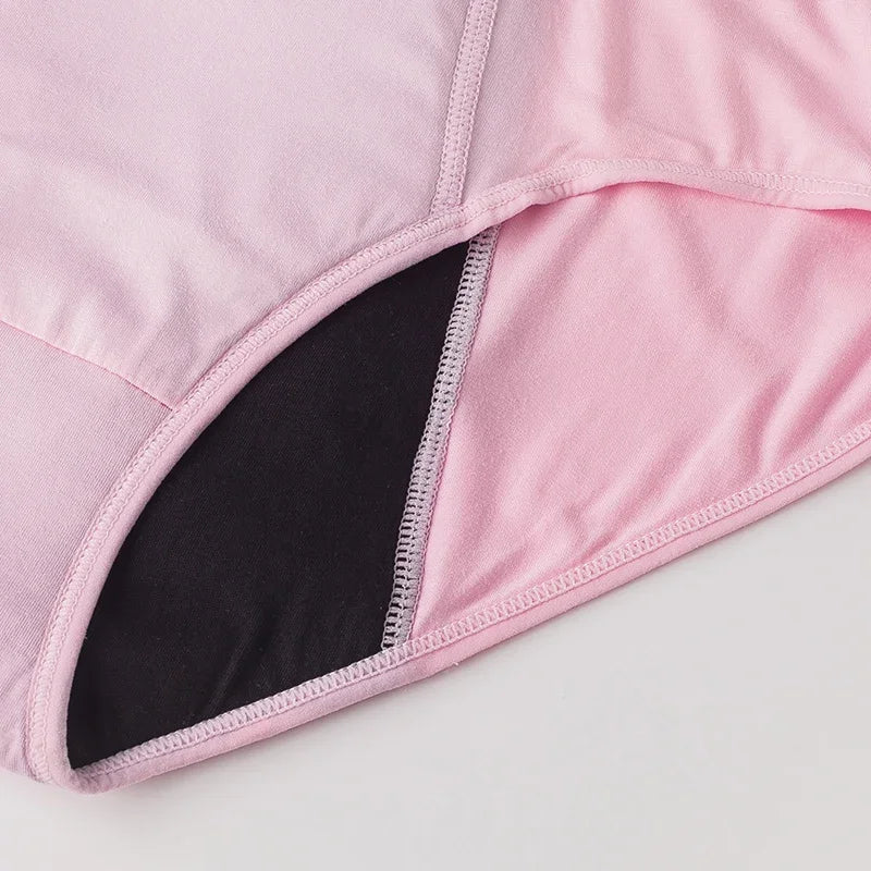 Women's Menstrual Panties Pink Girls' Physiological Hygiene Underwear 4 Layers Heavy Duty Absorbent Leak Proof Underwear