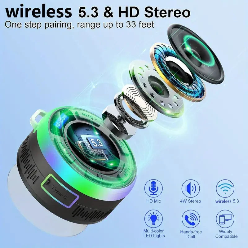 2025 New Wireless Speaker IPX7 Waterproof S3 colorful LED Light Strong bass Soundguru S3 Bluetooth Speaker Waterproof with Mic