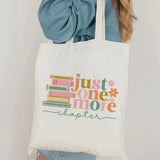Just One More Chapter Canvas Tote Bag Library Book Bag Booktrovert Tote Bag Book Lover Tote Bag Canvas Handbag Makeup Bag Set