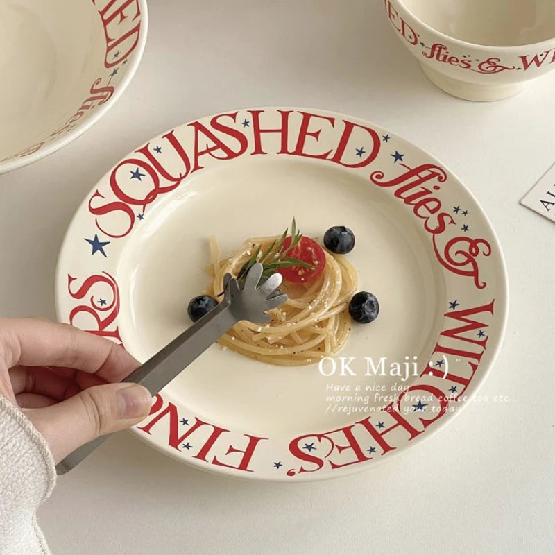 Ceremonial Tableware Plates, Household Ceramic Dining Plates, Instagram Tableware Breakfast High Aesthetic Cream Style Plates