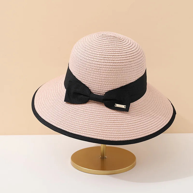 Summer Beach Hat for Women Casual Lady Style Flat Bowknot Straw Cap Fashion Outdoor Panama Girls Sun Protection Chapeu Feminino