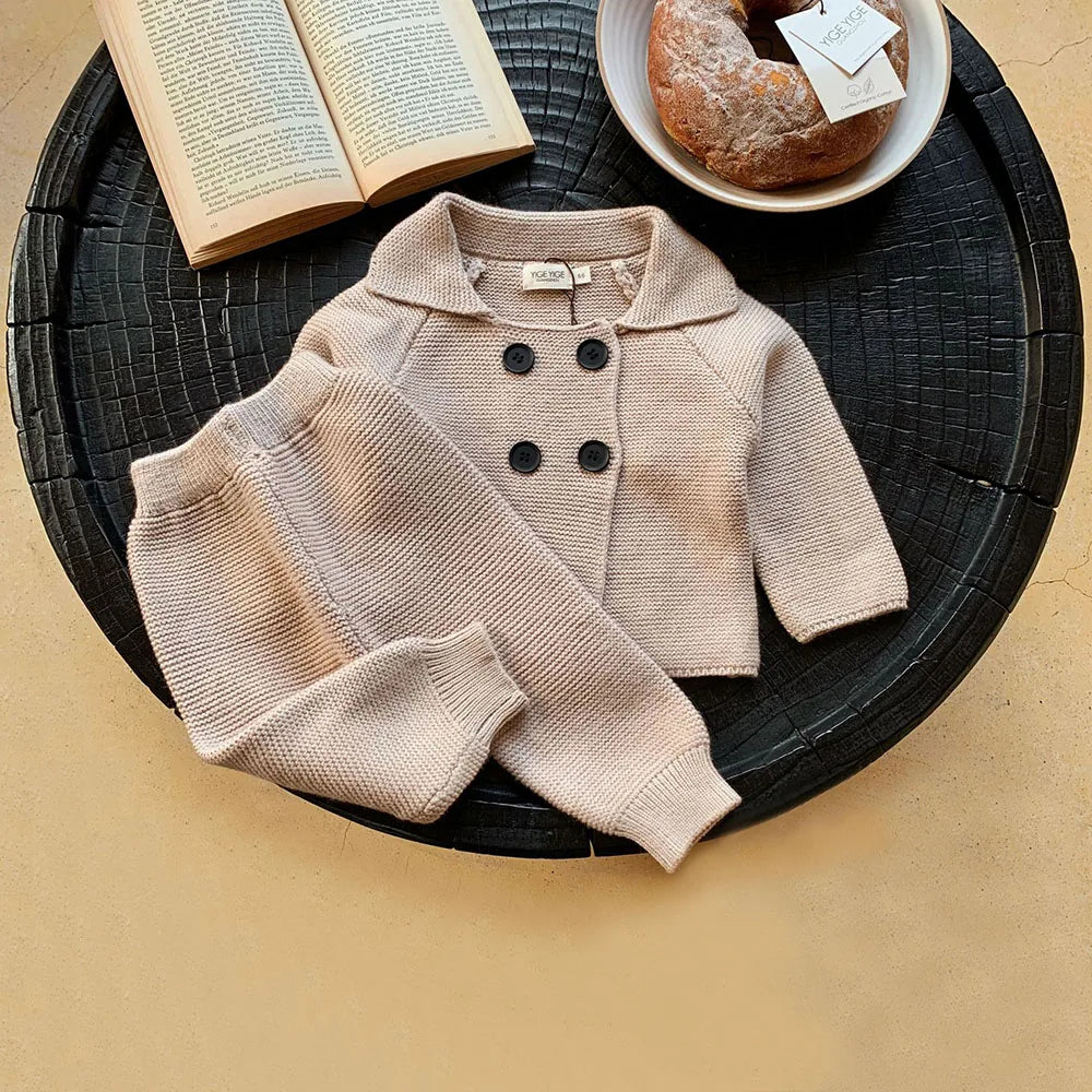 2Pcs Baby Boy Clothes Set Soft Knit Cotton Baby Boy Sweater + Pants Kids Outfit Spring