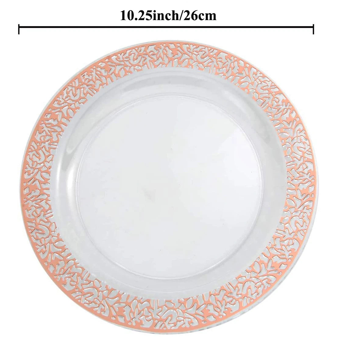Gold Plastic Plates-Clear Plastic Party Plates, Premium Heavyweight Disposable Wedding Plates Dinner Plates Desser for holidays