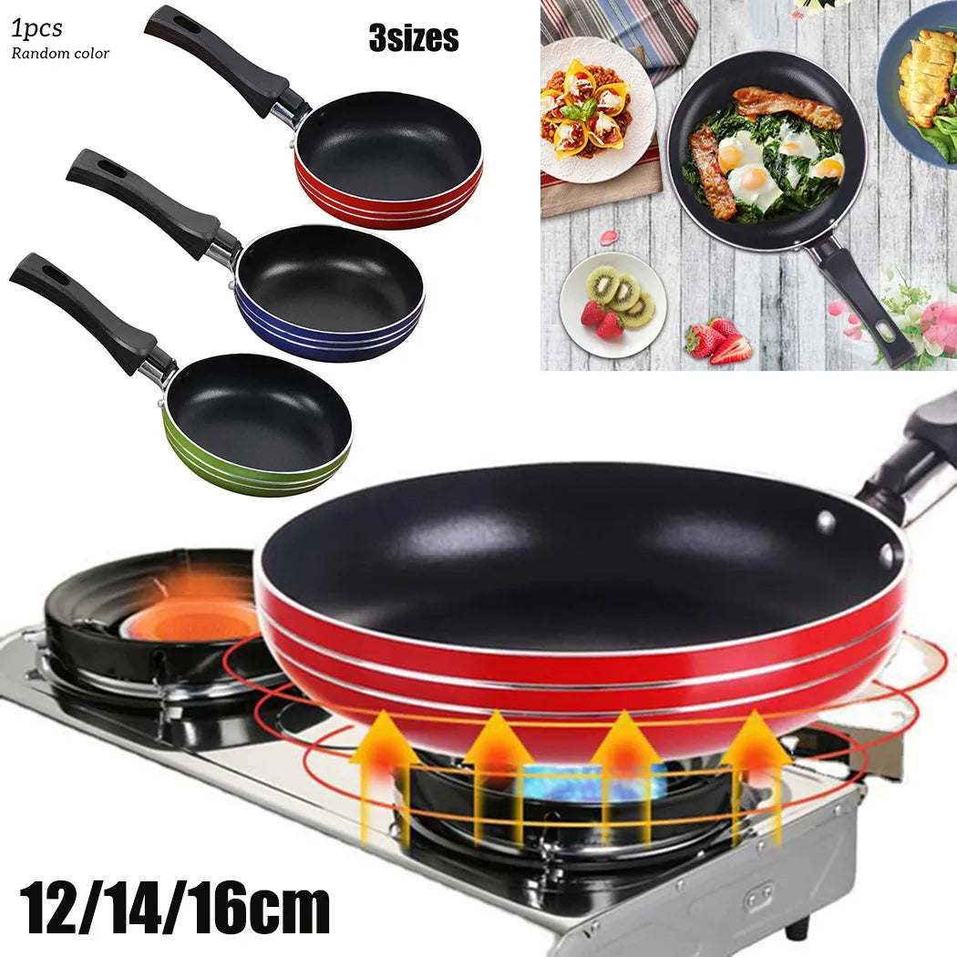 12/14/16cm Mini Frying Pan Non-Stick Thickened Stainless Steel Frypan Pot Stir Fried Non Stick Pot Kitchen Cookware Random Color
