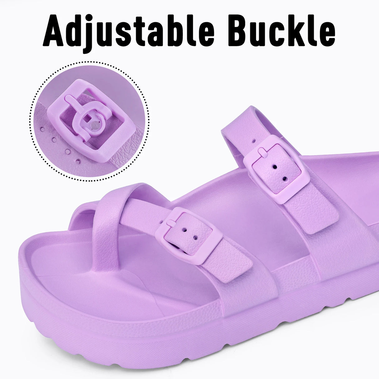 Kidmi Pillow Sandals for Women Men Thick Sole Adjustable Buckles EVA Flat Sandals Summer Women Sandals Nonslip Cloud Sandals