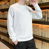 T Shirts for Men Plain Smooth Pullover Unicolor Tops Round Neck Male Clothes Polyester Fashion Trends 2024 Japan Y2k Sweatshirts