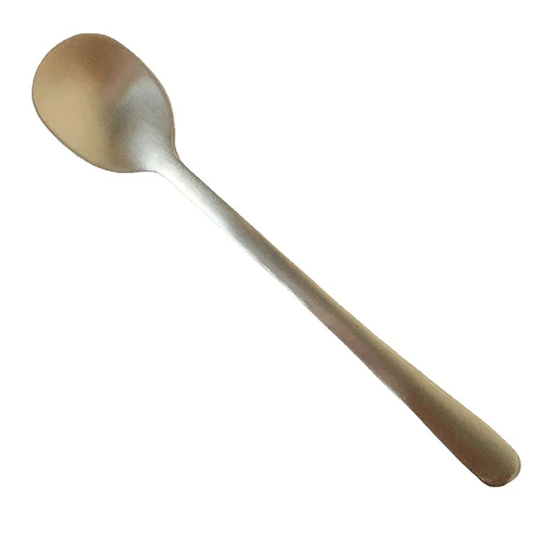 Stainless Steel Coffee Spoon Tableware Household Seasoning Spoon Creative Short Round Dessert Spoon Mixing Spoon