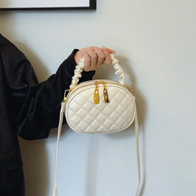 2025 New! Stylish Quilted Embroidery Bags for Women. Popular Crossbody and Handheld Small Round Bags with High Appearance Level
