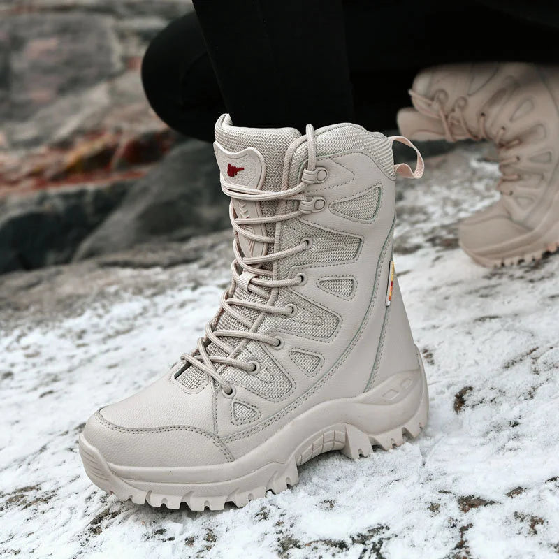 Winter Warm Plush Fur Snow Boots Waterproof Men's Boots Outdoor Non-slip Work Boots Combat Desert Boots Motorcycle Boots